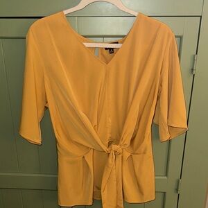 Dee Elle Mustard Tie-Front Blouse
